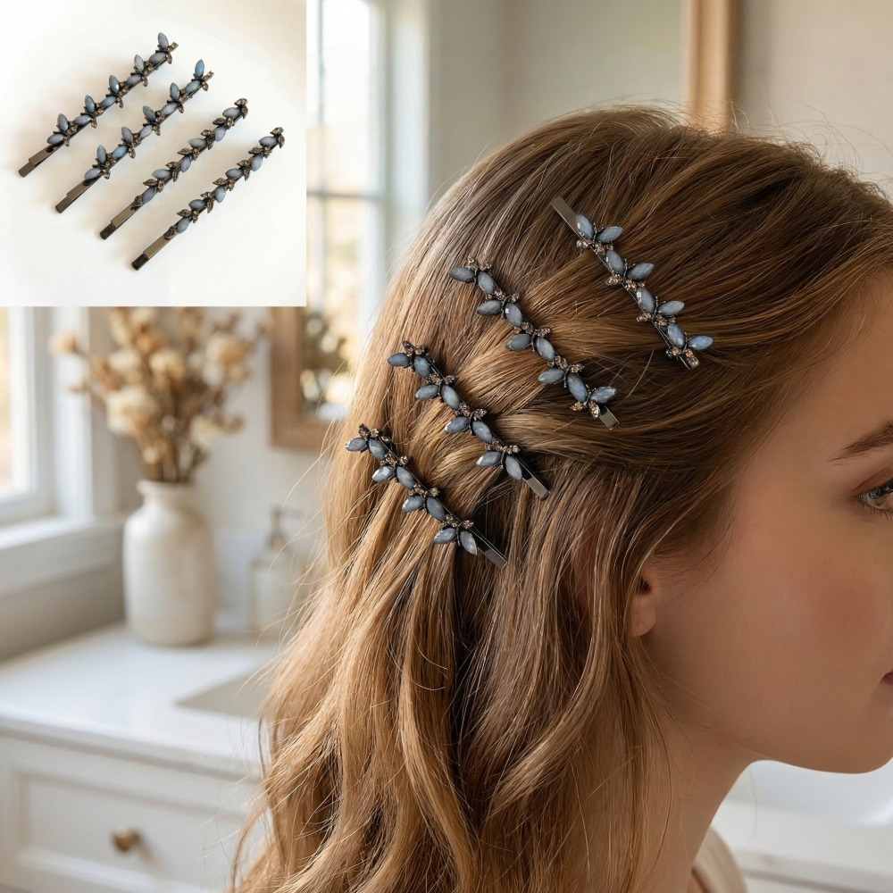 Bobby Pin Bulk - 2pcs/set Delicate Gray Opal Butterfly Hair