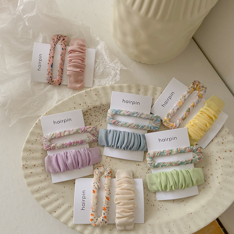 Bobby Pin Bulk - 2pcs Girls Sweet Floral Print Chiffon