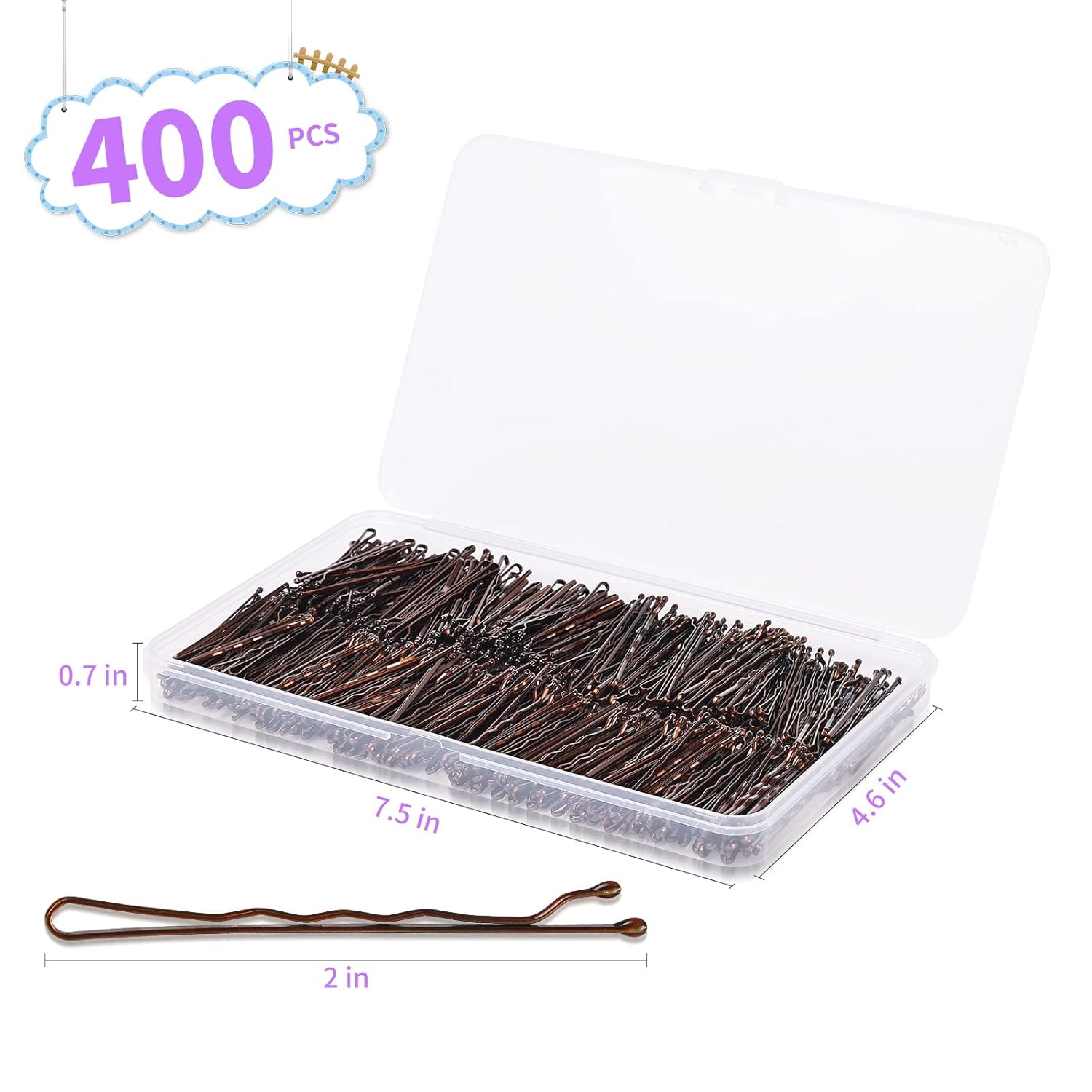 400Pcs Brown Bobby Pins, 2 Inc - Bobby Pin Bulk のレビューと価格