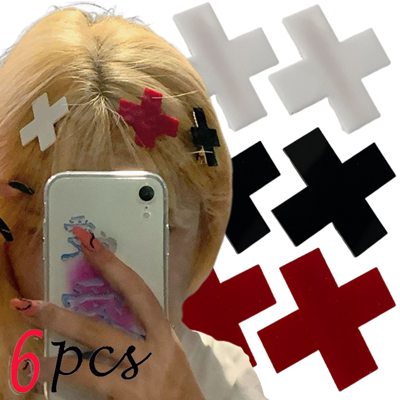 Y2K Red Cross Hair Clip Punk G - Bobby Pin Bulk のレビューと価格