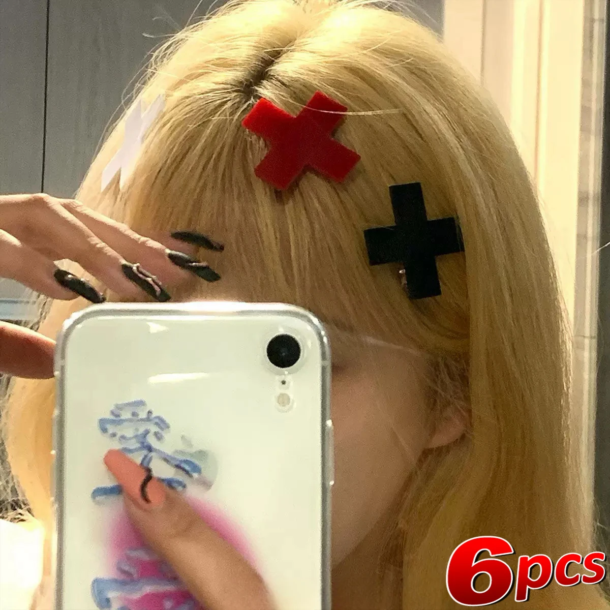 Y2K Red Cross Hair Clip Punk G - Bobby Pin Bulk のレビューと価格