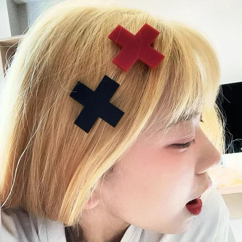 Y2K Red Cross Hair Clip Punk G - Bobby Pin Bulk のレビューと価格